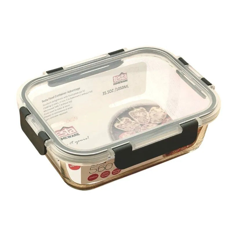 Testa Glass Food Container 1050ml Rectangle with PP lid